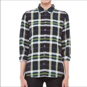 Equipment | Oversize Plaid Brett Silk Blouse Pine